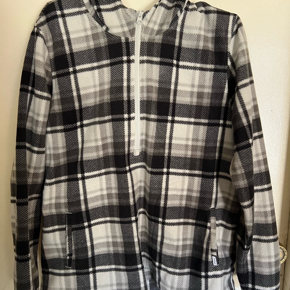 O'Neill Black and White Plaid Fleece Jacket